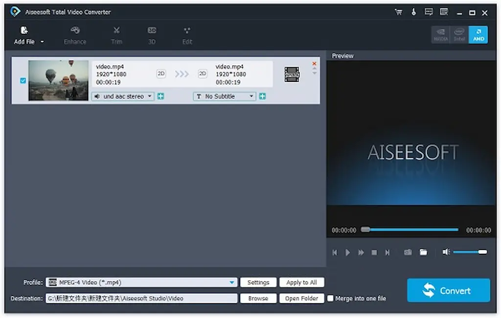 Tampilan Aiseesoft Total Video Converter