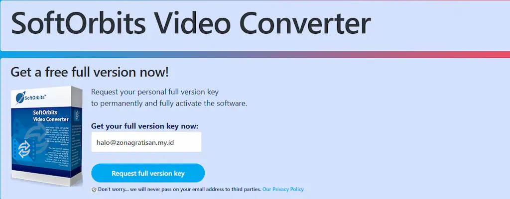 Formulir giveaway SoftOrbits Video Converter.