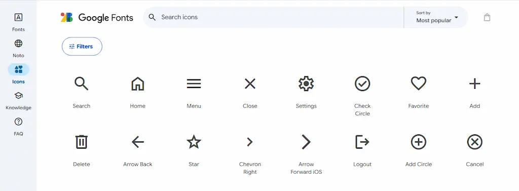 Google Fonts Foto dan Ikon Gratis