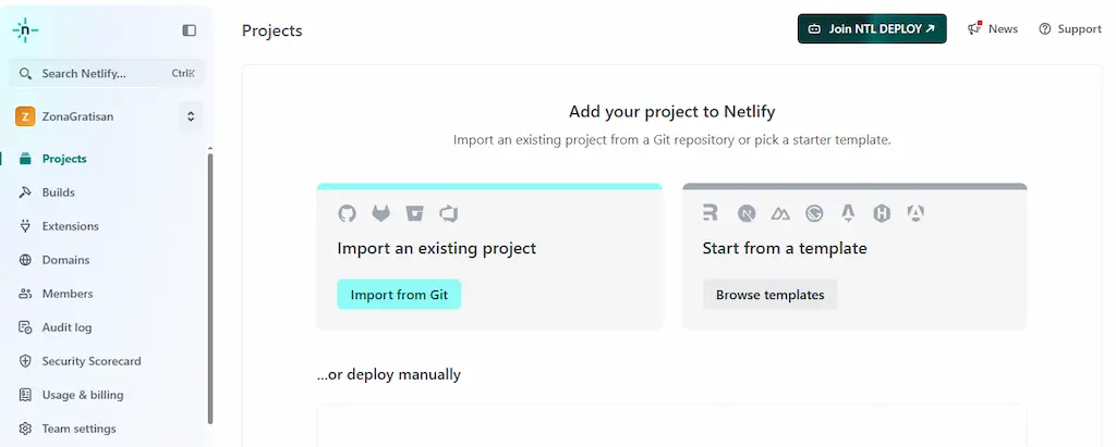 Netlify hosting gratis untuk website
