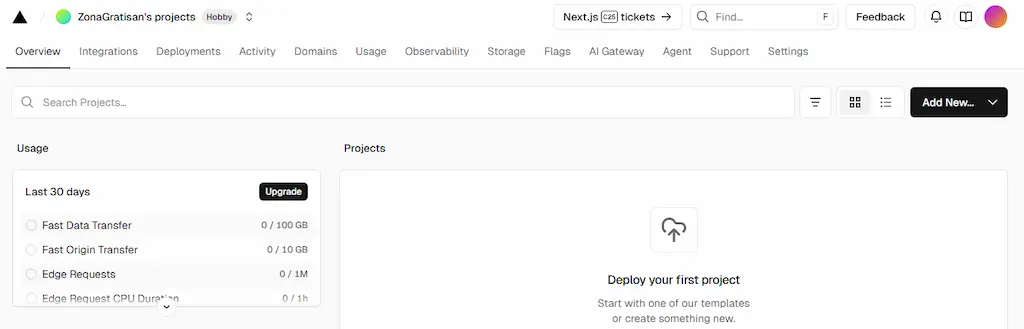 Vercel hosting gratis untuk website