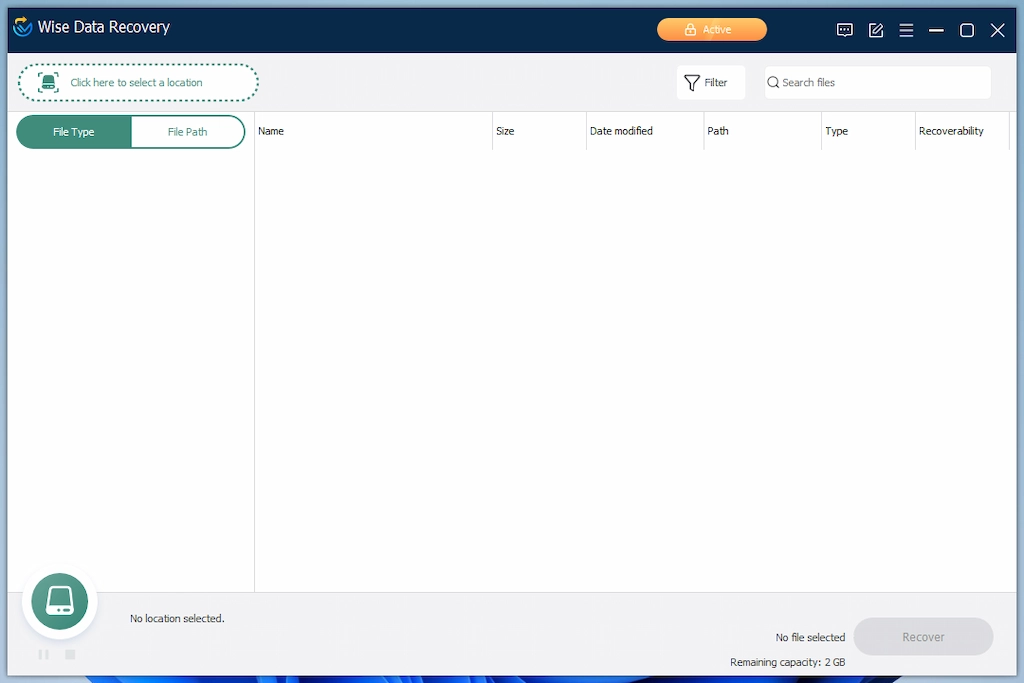 Antarmuka Wise Data Recovery dengan daftar file yang terdeteksi untuk dipulihkan
