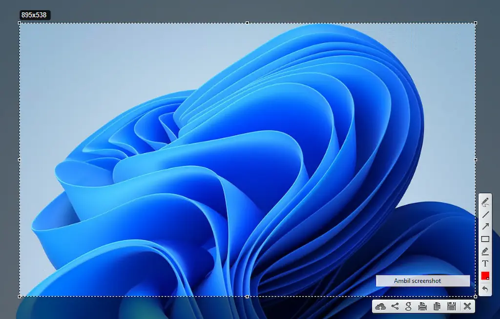 Tampilan Lightshot untuk mengambil screenshot layar di Windows
