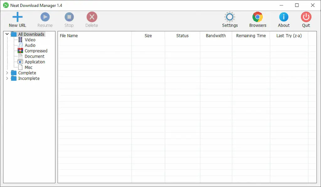 Tampilan halaman download Neat Download Manager versi terbaru untuk Windows dan macOS.