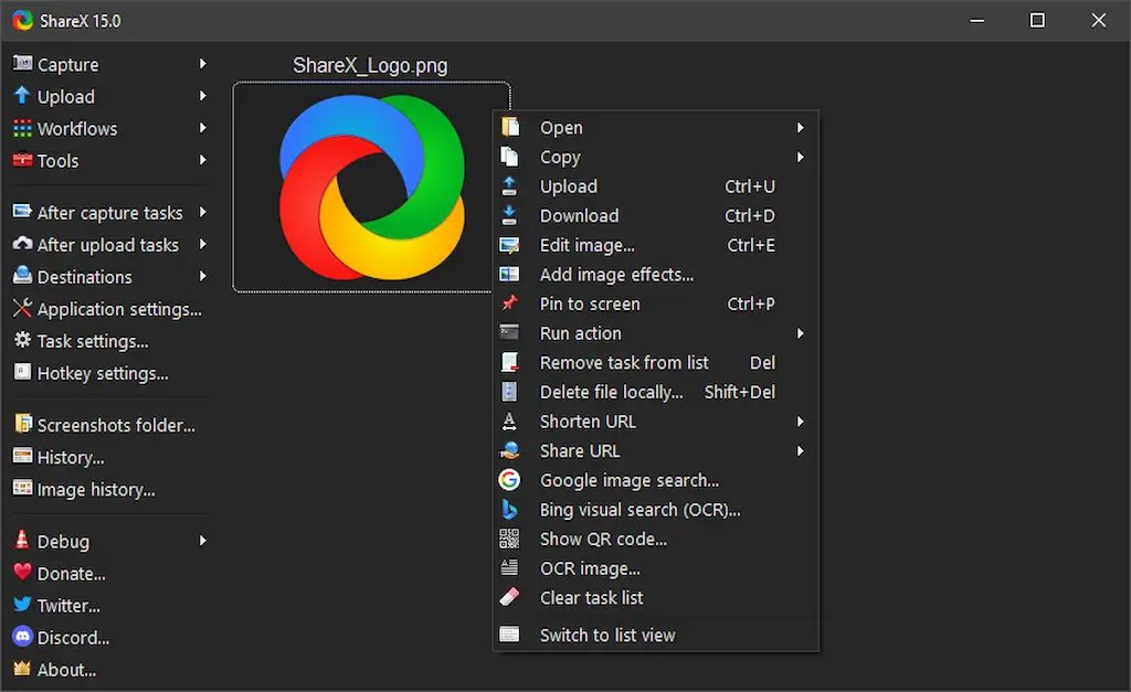 Tampilan ShareX sebagai software screenshot gratis di Windows