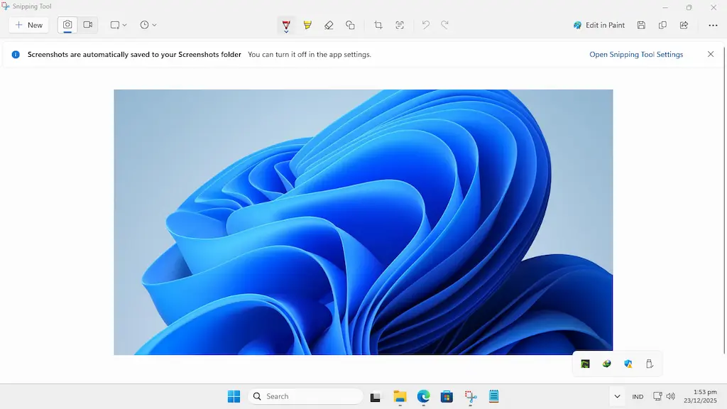 Tampilan Snipping Tool bawaan Windows untuk mengambil screenshot