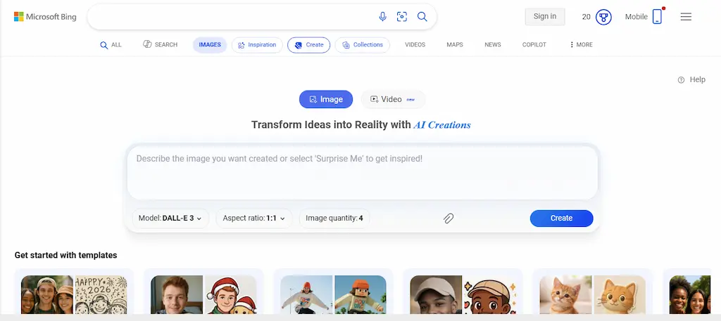 Bing Image Creator sebagai AI pembuat gambar gratis dari teks